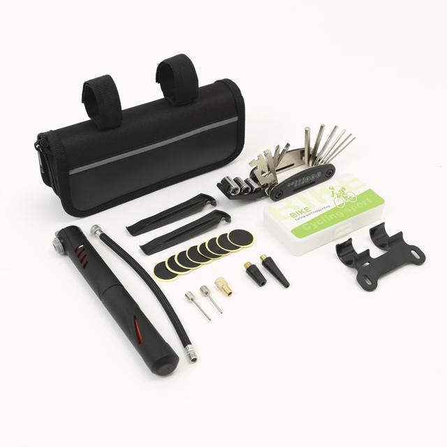 自転車 工具 通販 セット 16イン1修理キット 自転車用工具セット 自転車用工具 多機能 修理セット 修理 携帯 空気入れ 収納バッグ付き マルチツール 自転車 | ブランド登録なし | 01