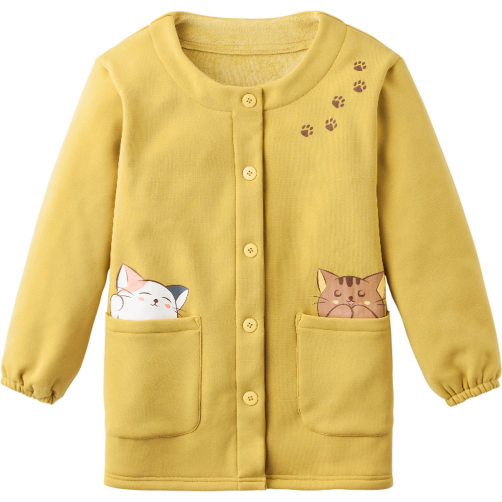 割烹着 暖かい 裏起毛 通販 かっぽう着 スモック 前開き 大人 エプロン レディース 長袖 袖付き あったか 秋 冬 秋冬 防寒 冬用 セルヴァン お尻 隠れる |  | 04