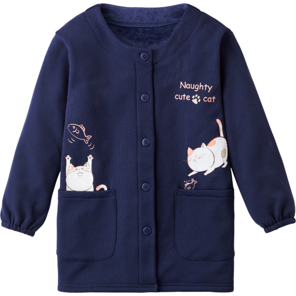 割烹着 暖かい 裏起毛 通販 かっぽう着 スモック 前開き 大人 エプロン レディース 長袖 袖付き あったか 秋 冬 秋冬 防寒 冬用 セルヴァン お尻 隠れる |  | 01