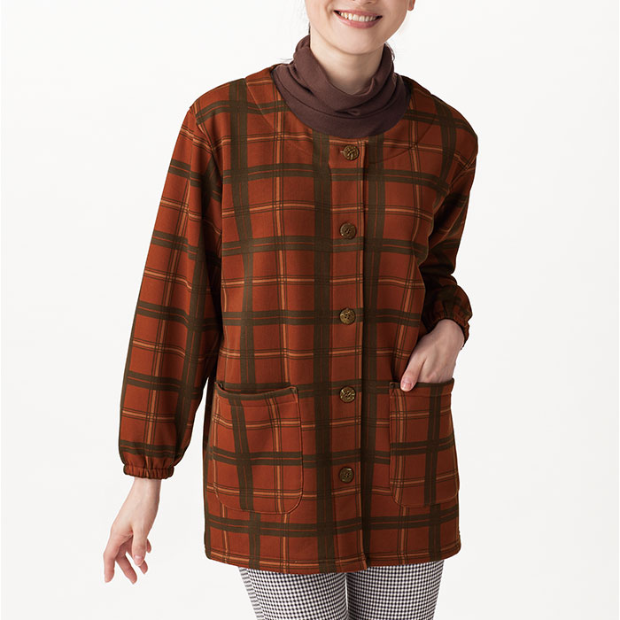 割烹着 暖かい 裏起毛 通販 かっぽう着 スモック 前開き 大人 エプロン レディース 長袖 袖付き あったか 秋 冬 秋冬 防寒 冬用 セルヴァン お尻 隠れる |  | 08