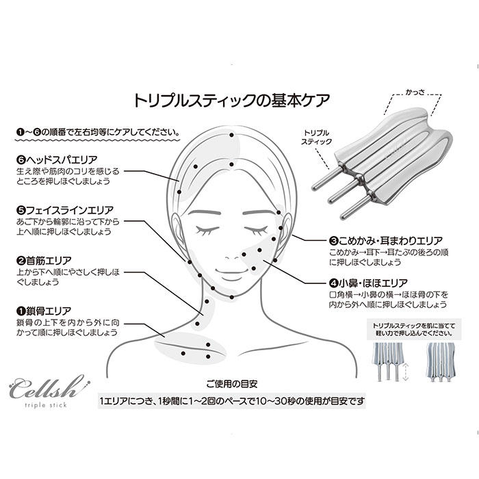 ポインター フェイス 通販 Cellsh かっさスティック フェイスポインター バネ式 ポスポス トリプルスティック ポスポス棒 ツボ押し棒 ポインター | NEEDS | 10