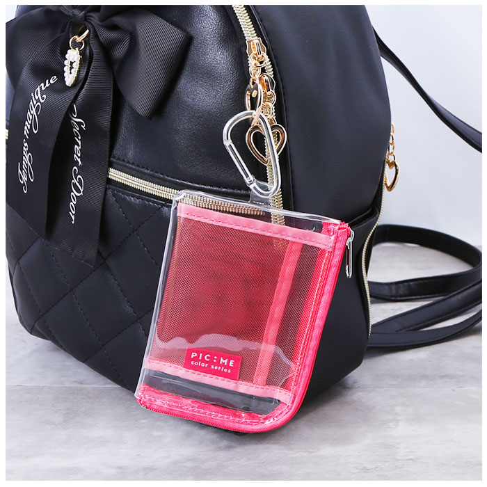 クリアポーチ 推し活 通販 ポーチ ケース アクスタポーチ パスケース コインケース 定期入れ 小銭入れ カラビナ付き クリア 推し色 アクスタ クリアポーチ | clear | 15