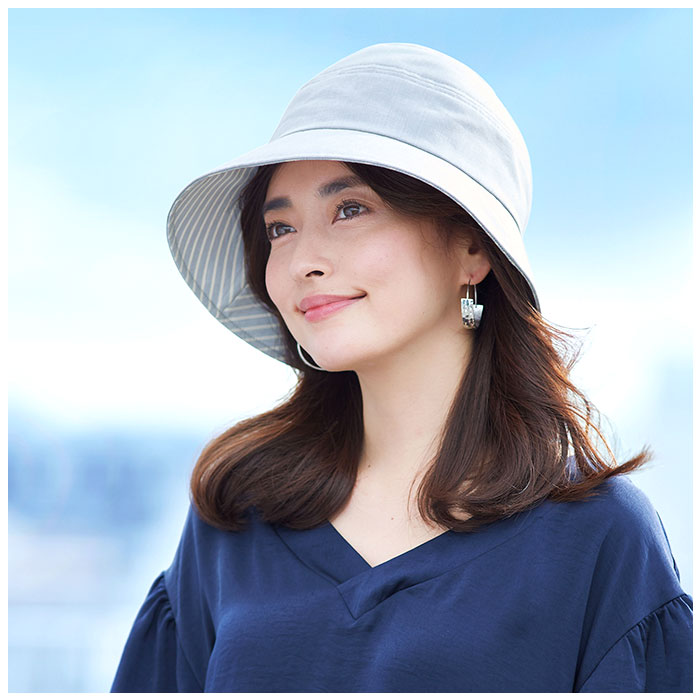 UVカット 通販UVカット 帽子 レディース UV帽子 UV ハット キャペリン バケットハット 日除け帽子 日よけ帽子 綿 日本製 手しごと工房ダンガリーUV帽子 UVカット | COGIT | 05