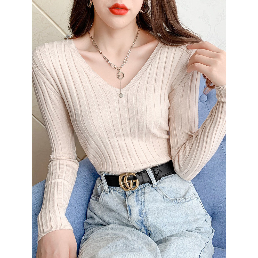ニット 通販ニット 長袖 Vネック 通勤 レディース セーター タイト スリム フィット プルオーバー 秋 冬 薄手 上品 無地 シンプル きれいめ 着回し ニット | ブランド登録なし | 07