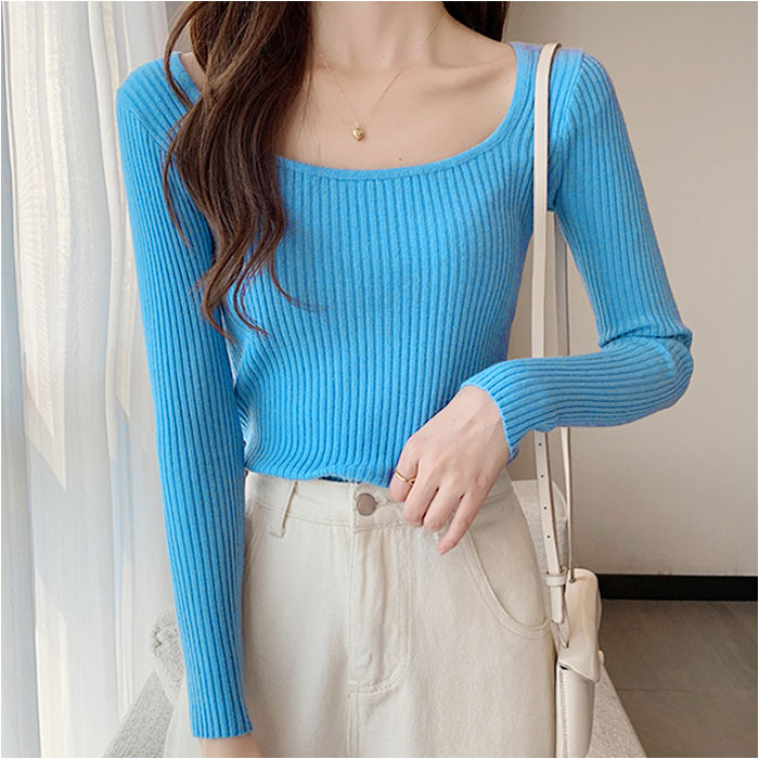 ニット 通販ニット 長袖 ローネック レディース セーター スクエア スクエアネック タイト スリム フィット プルオーバー 秋 冬 薄手 上品 無地 シンプル ニット | ブランド登録なし