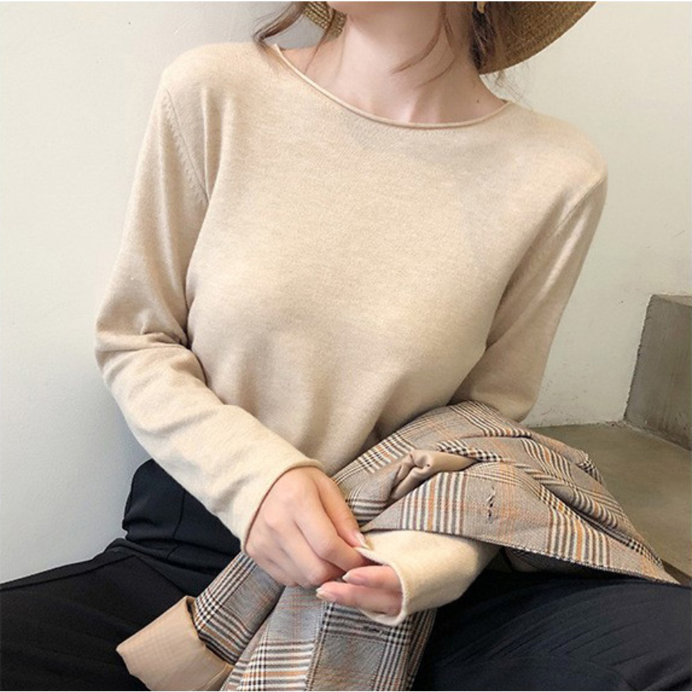 ニット 通販ニット レディース 長袖 ラウンドネック セーター タイト スリム フィット プルオーバー 秋 冬 薄手 上品 無地 シンプル きれいめ 着回し  ニット | ブランド登録なし | 10