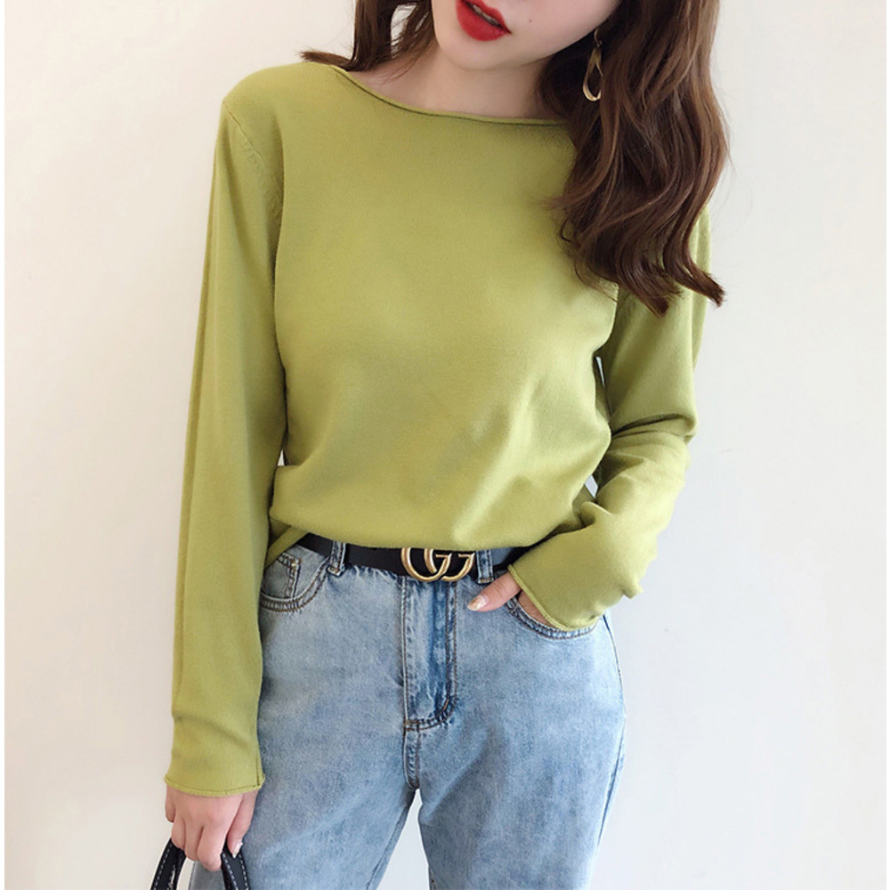 ニット 通販ニット レディース 長袖 ラウンドネック セーター タイト スリム フィット プルオーバー 秋 冬 薄手 上品 無地 シンプル きれいめ 着回し  ニット | ブランド登録なし | 07