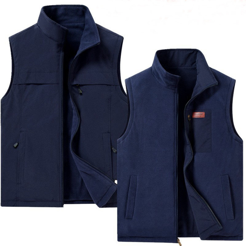 厚手 ベスト 防寒 冬 前開き メンズ 通販 ボアベスト リバーシブルベスト ジレ ジャケット リバーシブル ボアフリースベスト もこもこ 立ち襟 裏起毛 2way 厚手 |  | 03