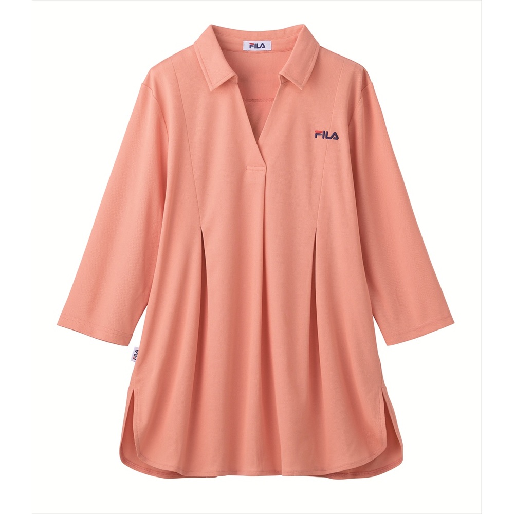 ポロチュニック FILA ポロチュニック 通販 チュニック 体型カバー レディース ポロシャツ 七分袖 7分袖 トップス ゆったり ロング丈 スキッパー襟 | FILA | 02