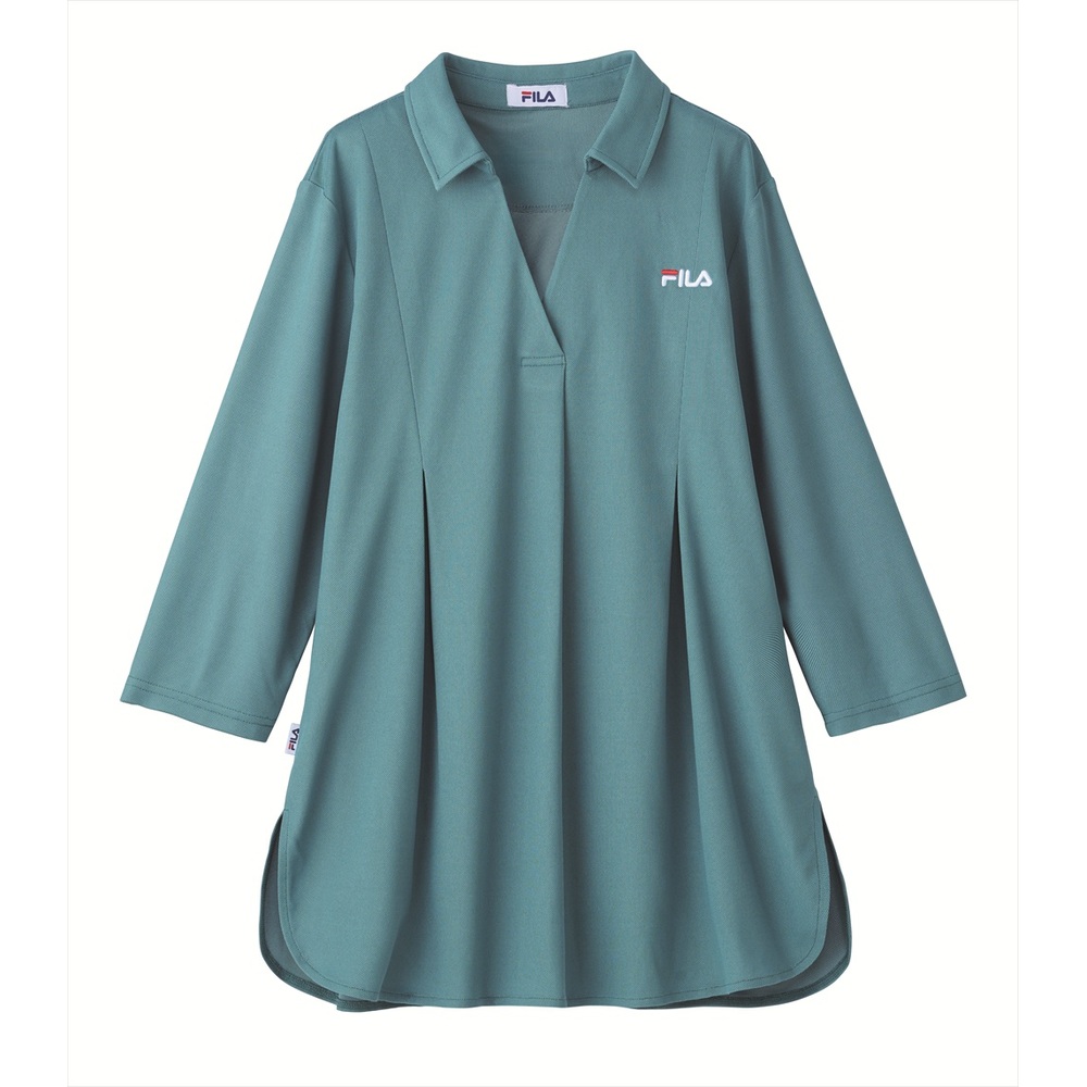 ポロチュニック FILA ポロチュニック 通販 チュニック 体型カバー レディース ポロシャツ 七分袖 7分袖 トップス ゆったり ロング丈 スキッパー襟 | FILA | 03