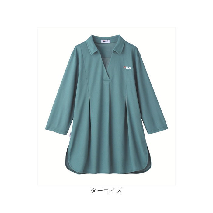 ポロチュニック FILA ポロチュニック 通販 チュニック 体型カバー レディース ポロシャツ 七分袖 7分袖 トップス ゆったり ロング丈 スキッパー襟 | FILA | 13