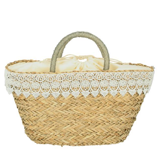 かごバッグ トート 通販 巾着 かご バッグ レディース おしゃれ かわいい シンプル シーグラス 水草 軽量 レース 夏 春夏 レース 花 フラワー かごバッグ |  | 01