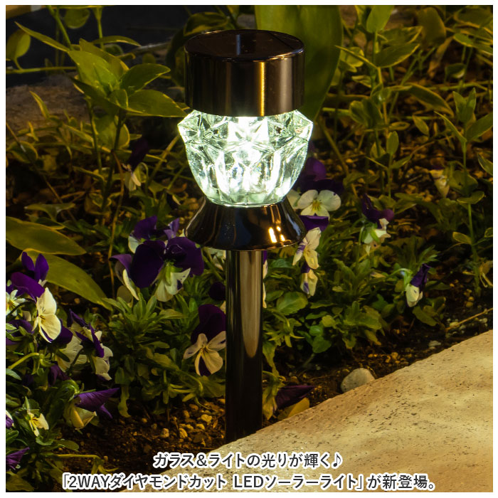 ソーラーライト 通販ソーラーライト 屋外 2WAY ダイヤモンドカット ガーデンライト 照明 ライト LED 埋め込み 明るい 間接照明 卓上 省エネ ソーラーライト | 武田コーポレーション | 03