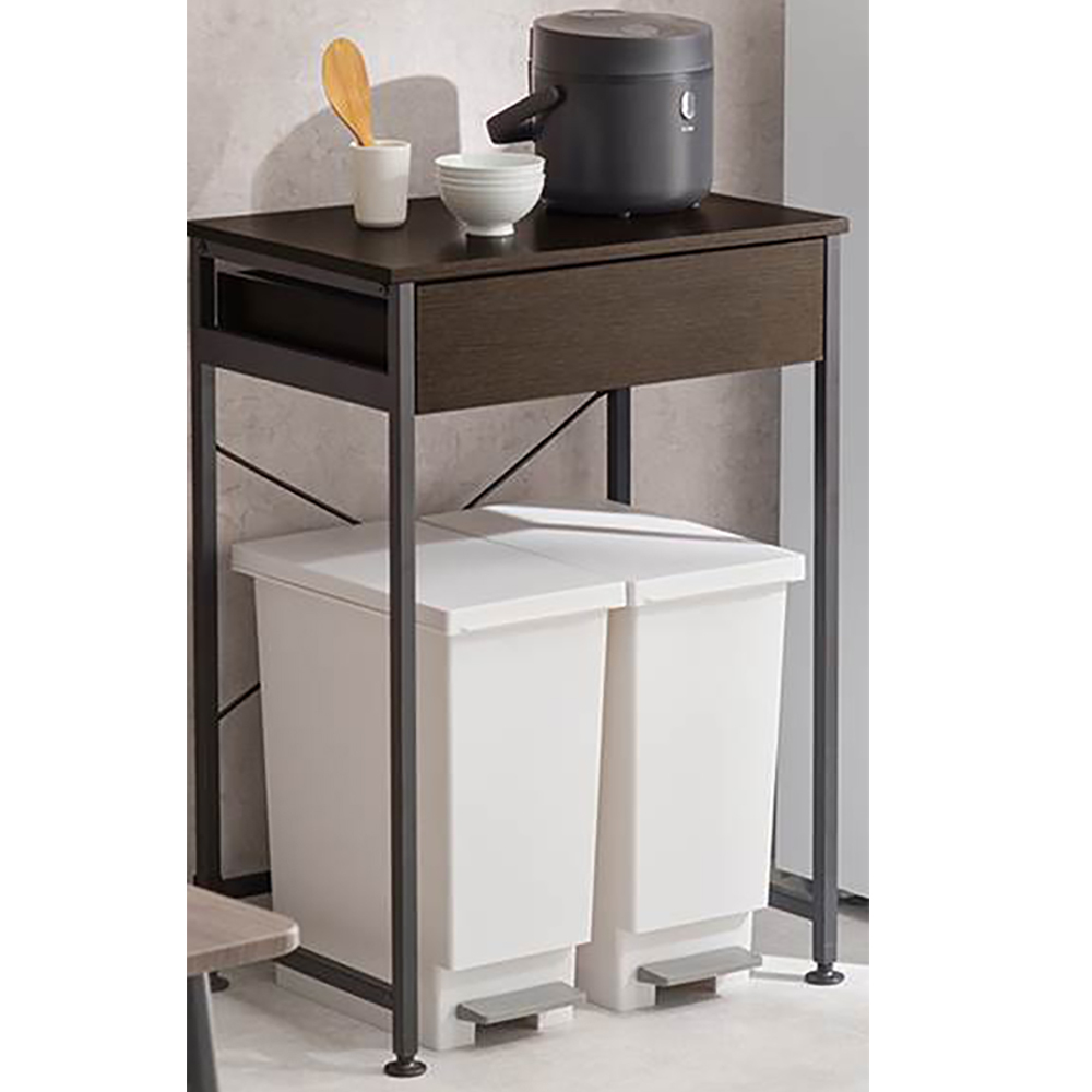 ゴミ箱上 ラック おしゃれ 通販 KR-3770 ごみ箱上ラック キッチンラック 引き出し付き 収納付き ダストボックス 2分別 作業スペース 補助テーブル ゴミ箱上 |  | 02