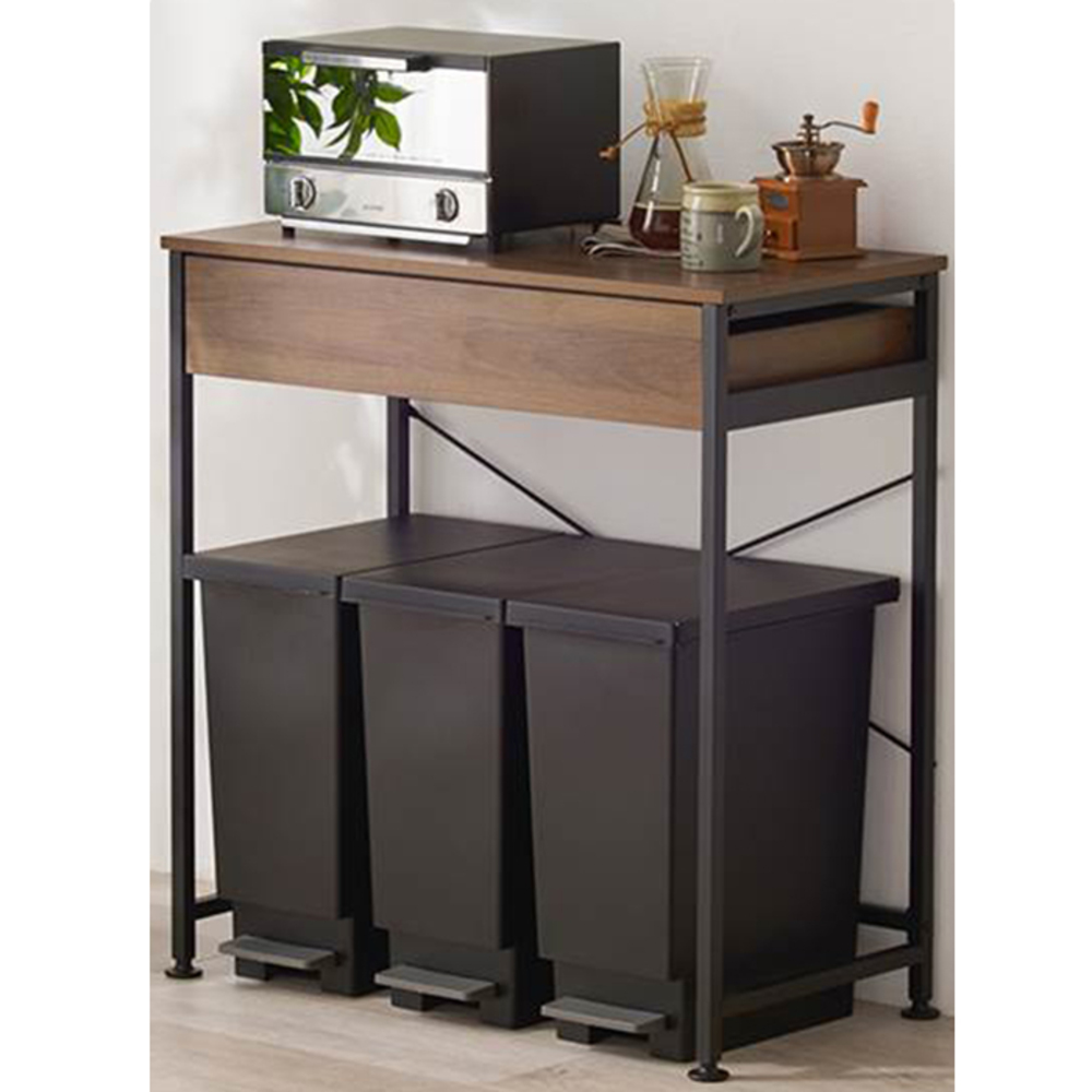 ゴミ箱上 ラック おしゃれ 通販 KR-3771 ごみ箱上ラック キッチンラック 引き出し付き 収納付き ダストボックス 3分別 作業スペース 補助テーブル ゴミ箱上 |  | 01