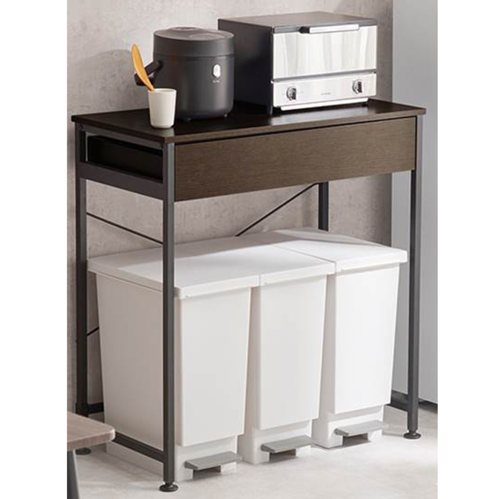 ゴミ箱上 ラック おしゃれ 通販 KR-3771 ごみ箱上ラック キッチンラック 引き出し付き 収納付き ダストボックス 3分別 作業スペース 補助テーブル ゴミ箱上 |  | 02