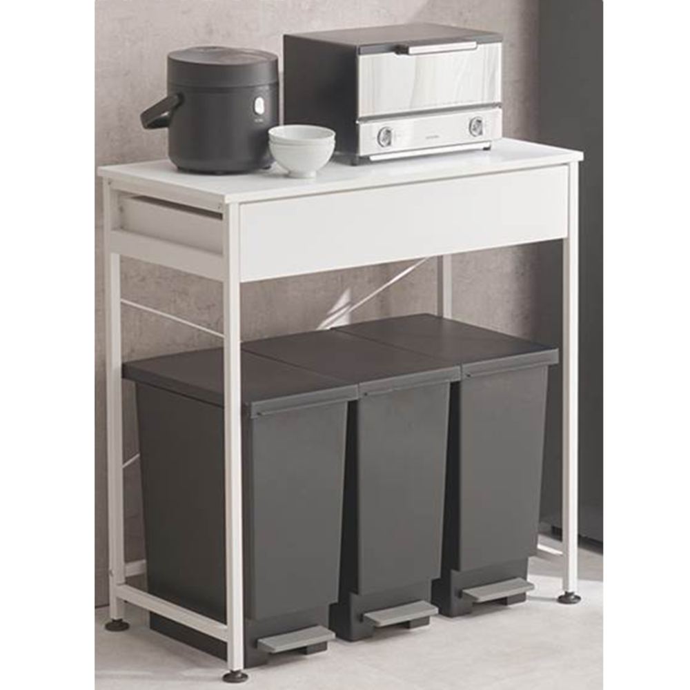 ゴミ箱上 ラック おしゃれ 通販 KR-3771 ごみ箱上ラック キッチンラック 引き出し付き 収納付き ダストボックス 3分別 作業スペース 補助テーブル ゴミ箱上 |  | 04