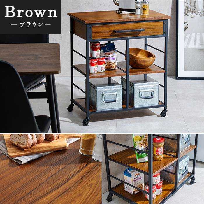 キッチンワゴン 天板付き 通販 LW-4530 キッチン ワゴン キャスター付き 引き出し付き 作業スペース 補助テーブル 可動棚 おしゃれ シンプル キッチンワゴン |  | 13