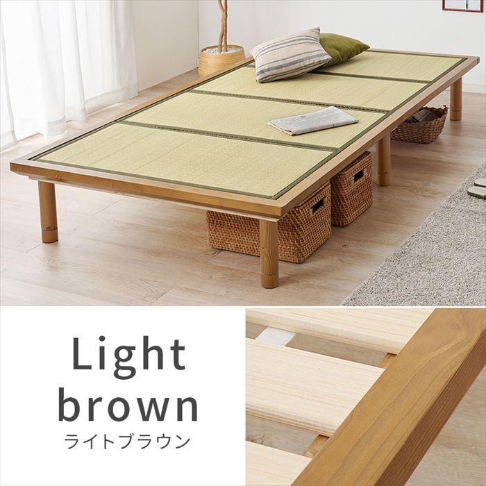 日本公式通販 畳ベッド シングル 通販 WB-7717S たたみベッド 畳 ベッド 畳ベット 畳マットレス シングルベッド 天然い草 敷布団 ロングサイズ 高さ調節 木製 天然木