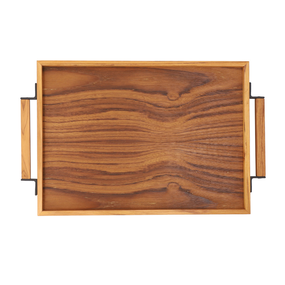トレー 通販トレー 木製 Mサイズ お盆 おぼん トレイ 盆 おしゃれ カフェ 重ねられる スタッキング 小物入れ 木製トレー 木製トレイ アイアン ハンドル  トレー | ブランド登録なし | 01