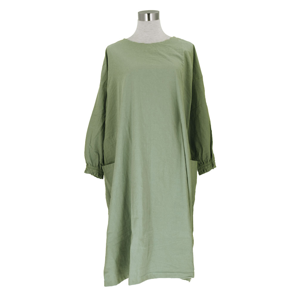 ぽぽ様専用ページ】linen 100%＊オリーブグリーン＊かっぽう着