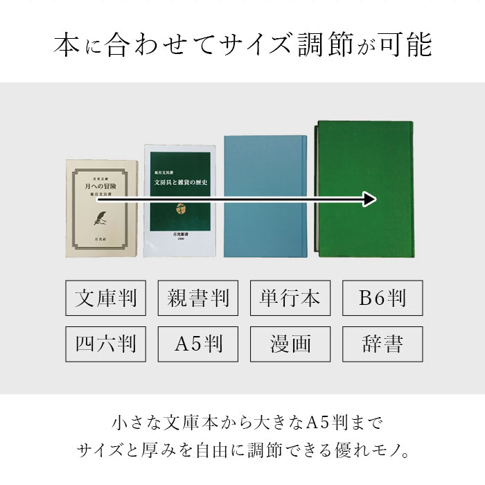 フリーサイズ 通販フリーサイズ ブックカバー 読書カバー カバー ブック 本 サイズ調整 軽量 破れない 水に強い 耐水 セット 簡単 文庫本 マンガ 辞書 ノート｜backyard｜11