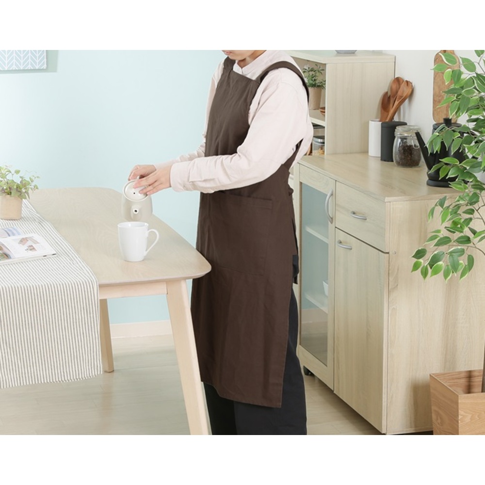 エプロン おしゃれ 女性用 通販 サーケル ワークエプロン 後ろ 結び ポケット付き ロング丈 シンプル 無地 かわいい オシャレ 可愛い 綿 コットン エプロン |  | 01