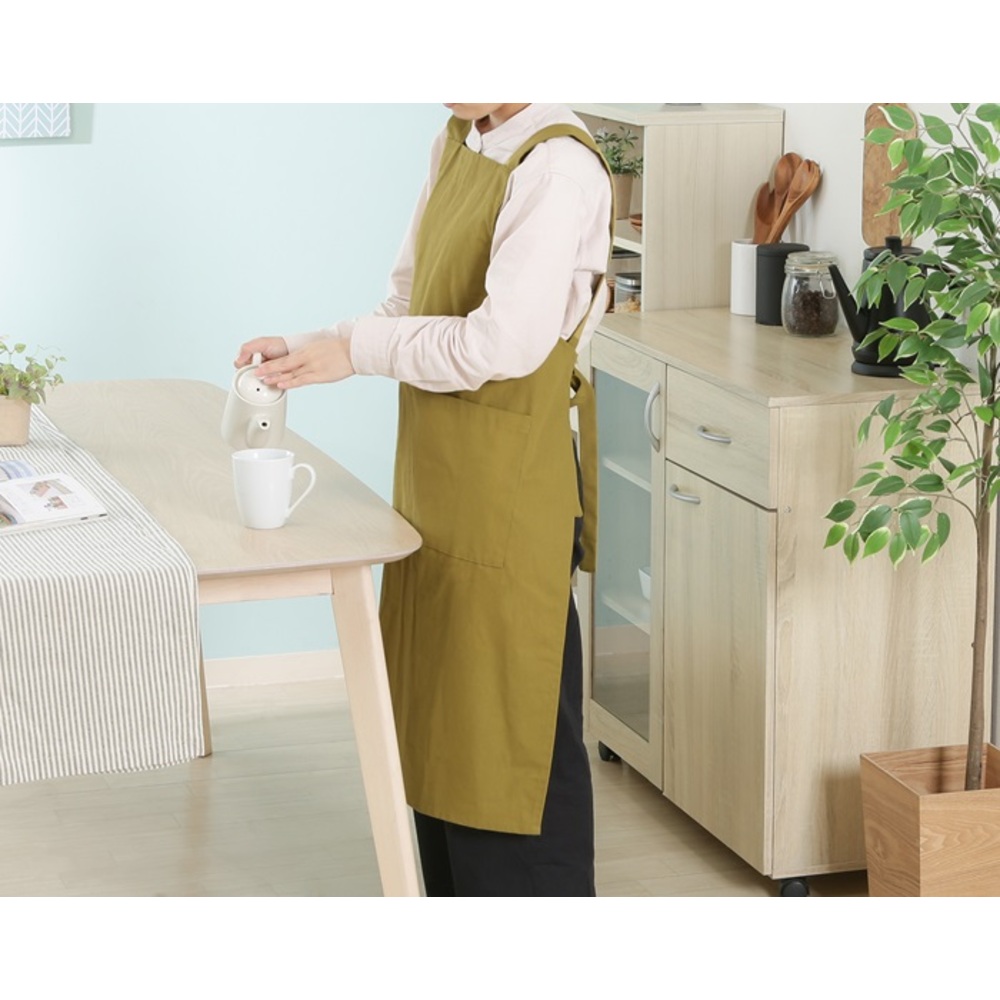 エプロン おしゃれ 女性用 通販 サーケル ワークエプロン 後ろ 結び ポケット付き ロング丈 シンプル 無地 かわいい オシャレ 可愛い 綿 コットン エプロン |  | 02