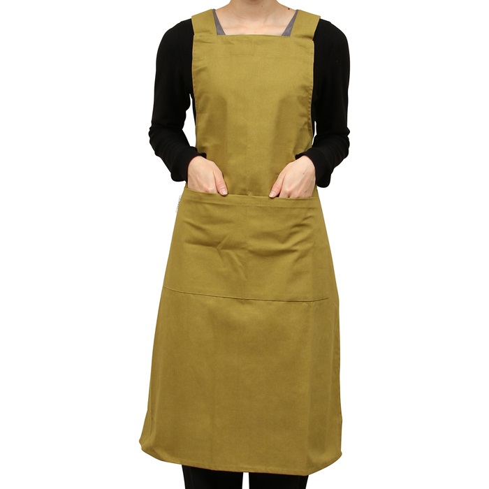 エプロン おしゃれ 女性用 通販 サーケル ワークエプロン 後ろ 結び ポケット付き ロング丈 シンプル 無地 かわいい オシャレ 可愛い 綿 コットン エプロン |  | 05