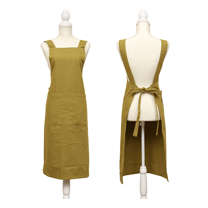 エプロン おしゃれ 女性用 通販 サーケル ワークエプロン 後ろ 結び ポケット付き ロング丈 シンプル 無地 かわいい オシャレ 可愛い 綿 コットン エプロン |  | 06