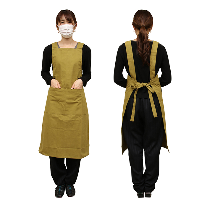 エプロン おしゃれ 女性用 通販 サーケル ワークエプロン 後ろ 結び ポケット付き ロング丈 シンプル 無地 かわいい オシャレ 可愛い 綿 コットン エプロン |  | 07