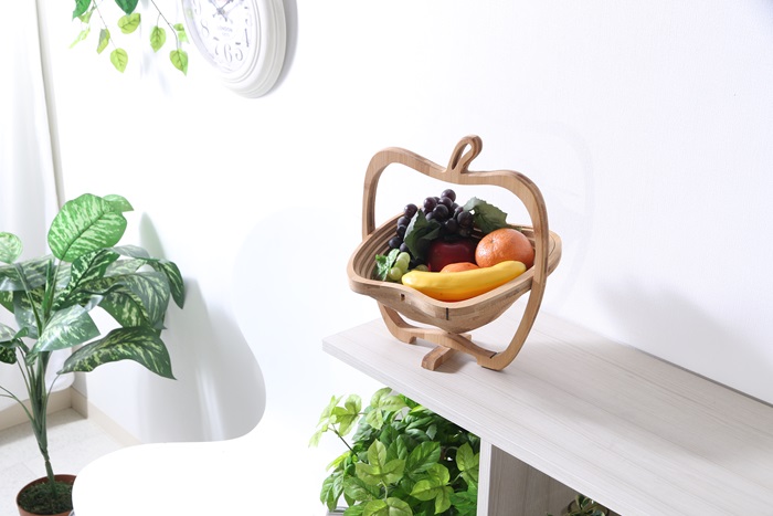 バスケット りんご M 通販 アップルバスケット フルーツバスケット アップル 折り畳み コンパクト リンゴ型 フルーツ 折りたたみ 収納 果物入れ 竹 | BACKYARD FAMILY | 10
