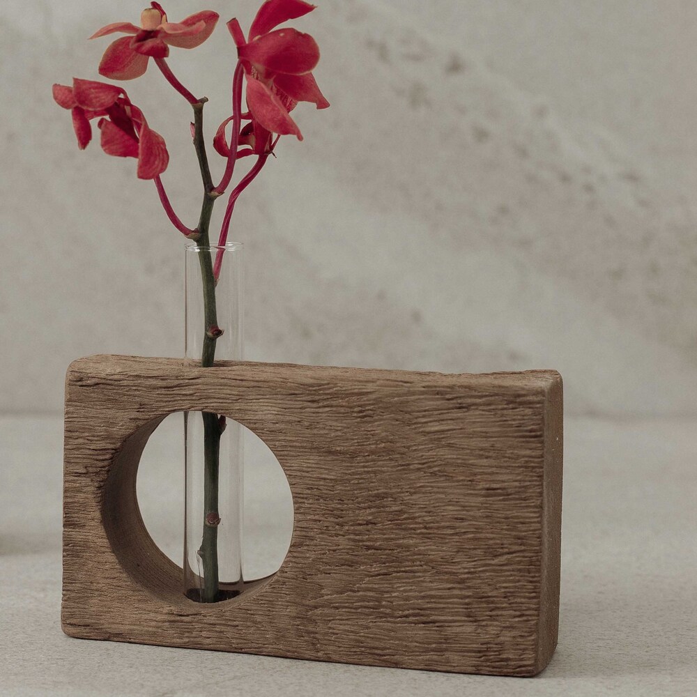 フラワーベース 古材 丸窓 通販 花瓶 一輪挿し 試験管 Flower vas 花器