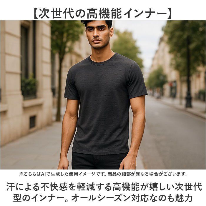 インナーシャツ メンズ 半袖 通販 FORECAST フォーキャスト 6883 メッシュインナー クルーネックインナー 半袖インナー ドライインナー インナーシャツ |  | 04
