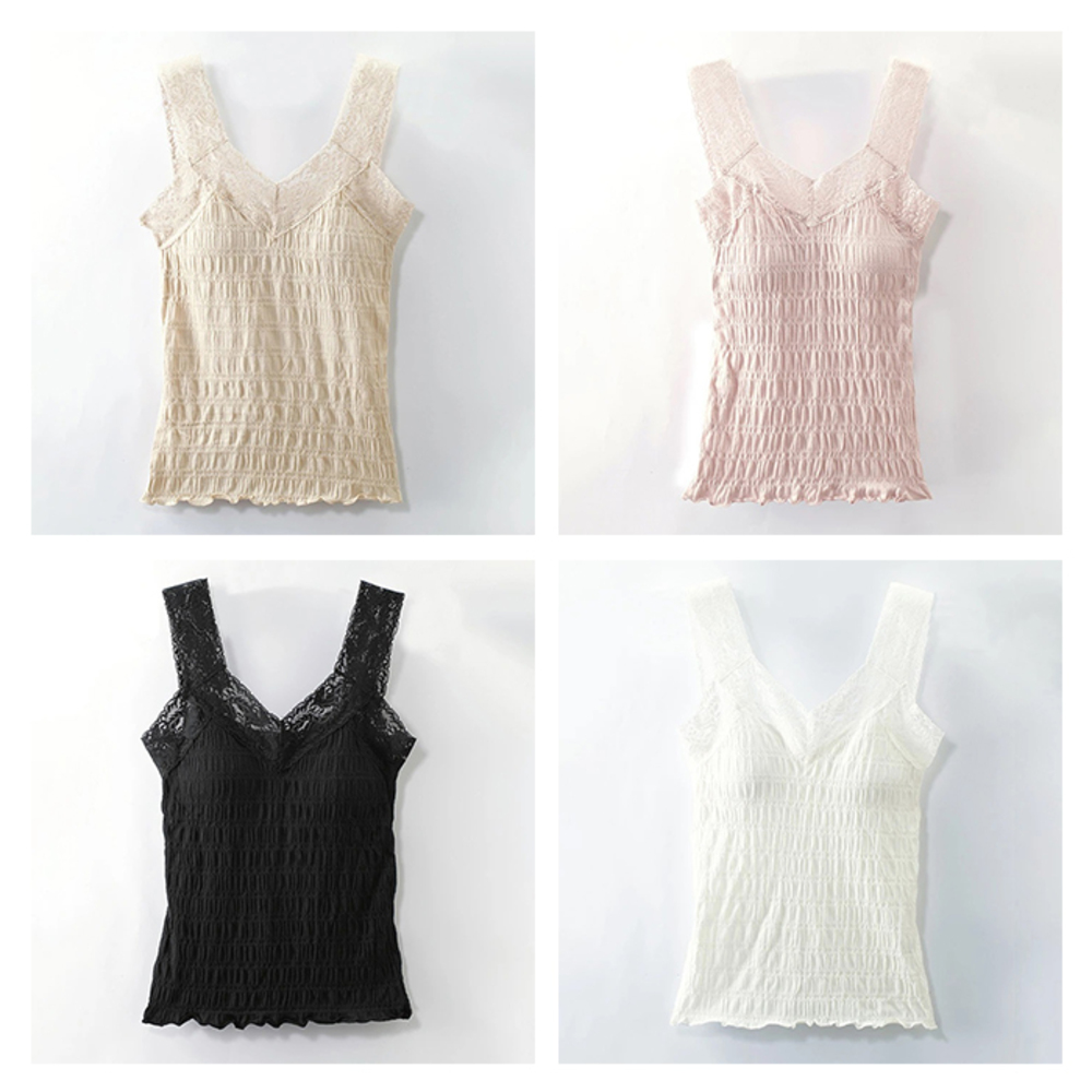 カップ付きキャミソール レース 4枚セット 通販 カップ付シャーリングキャミ2色組 キャミソール カップ付き レディース 幅広レース カップ付きキャミソール |  | 01