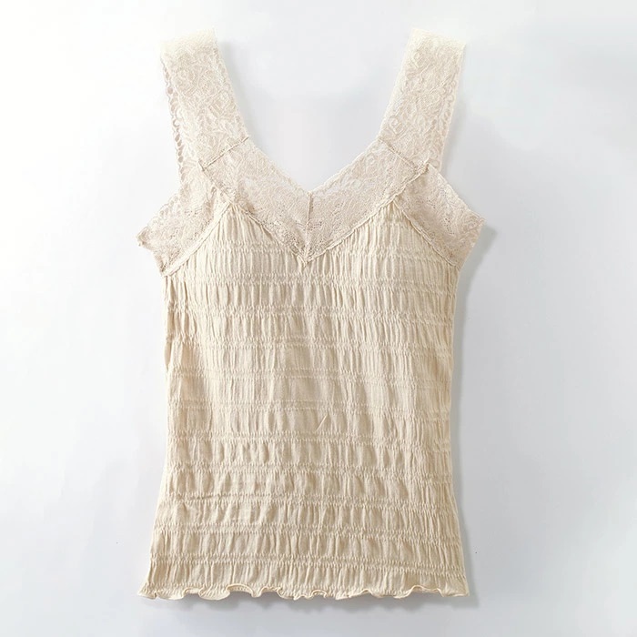 カップ付きキャミソール レース 4枚セット 通販 カップ付シャーリングキャミ2色組 キャミソール カップ付き レディース 幅広レース カップ付きキャミソール |  | 05