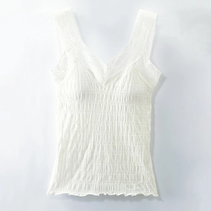 カップ付きキャミソール レース 4枚セット 通販 カップ付シャーリングキャミ2色組 キャミソール カップ付き レディース 幅広レース カップ付きキャミソール |  | 08