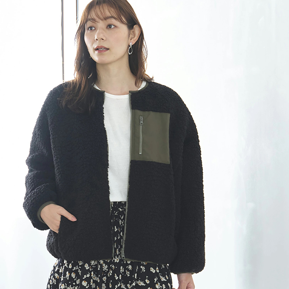 ショート丈 ノーカラーコート レディース 通販 ノーカラージャケット