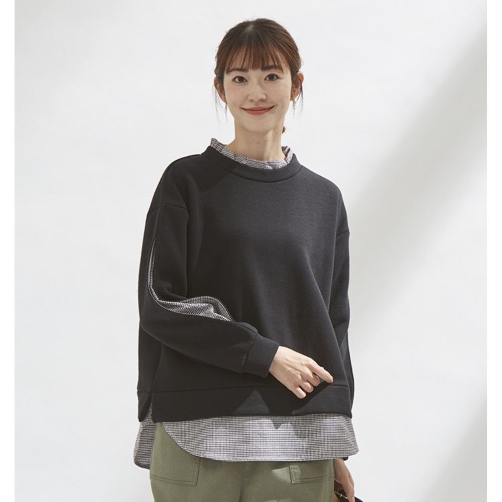 トレーナー 裏起毛 レディース 冬 通販 プルオーバー きれいめ オフィス 秋冬 春 秋 ほっそり魅せるあったか裏起毛重ね着風プルオーバー 重ね着風 トレーナー |  | 03