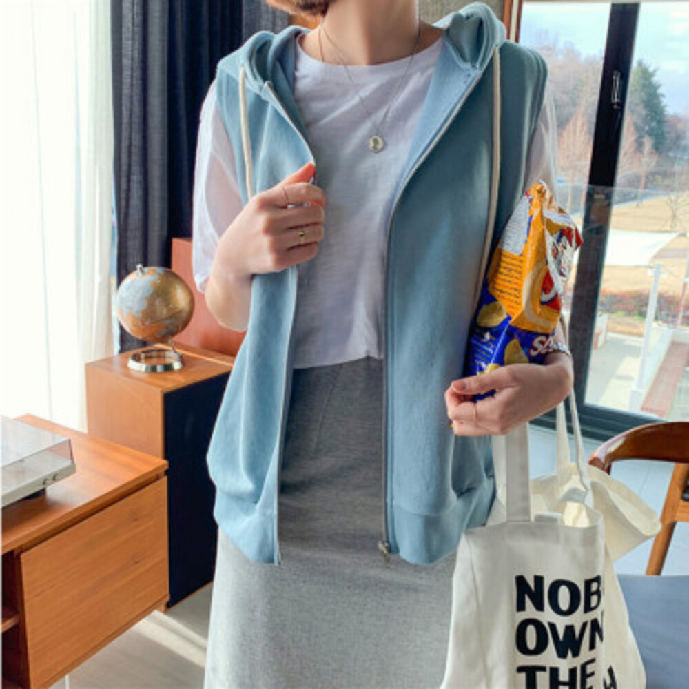 ベスト パーカー レディース 前開き 通販 パーカーベスト ジレ ジレベスト スウェット 重ね着 カットソー レイヤード ノースリーブ ジップアップ ベスト | BACKYARD FAMILY | 04