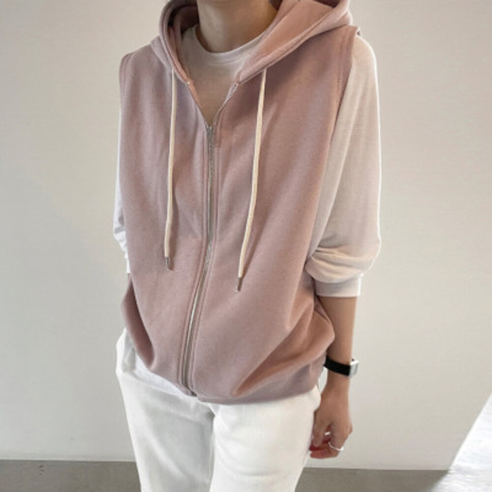 ベスト パーカー レディース 前開き 通販 パーカーベスト ジレ ジレベスト スウェット 重ね着 カットソー レイヤード ノースリーブ ジップアップ ベスト | BACKYARD FAMILY | 01