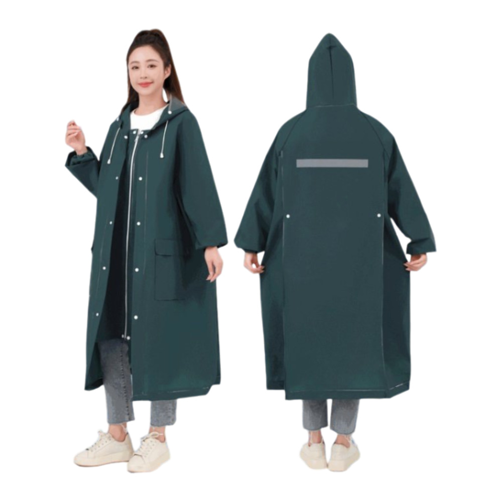 レインコート レインポンチョ 自転車 通販 雨具 カッパ レインウェア 雨合羽 雨がっぱ 反射テープ 二重ツバ リュック対応 ポケット付 ロング丈 レインコート | BACKYARD FAMILY | 02