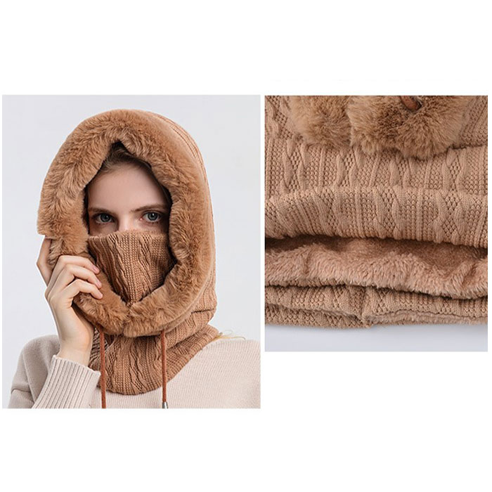 バラクラバ ニット ネックウォーマー 通販 レディース ファー 帽子 ぼうし フード ニット帽 ふわふわ ボア おしゃれ オシャレ マフラー 通勤 バラクラバ |  | 07