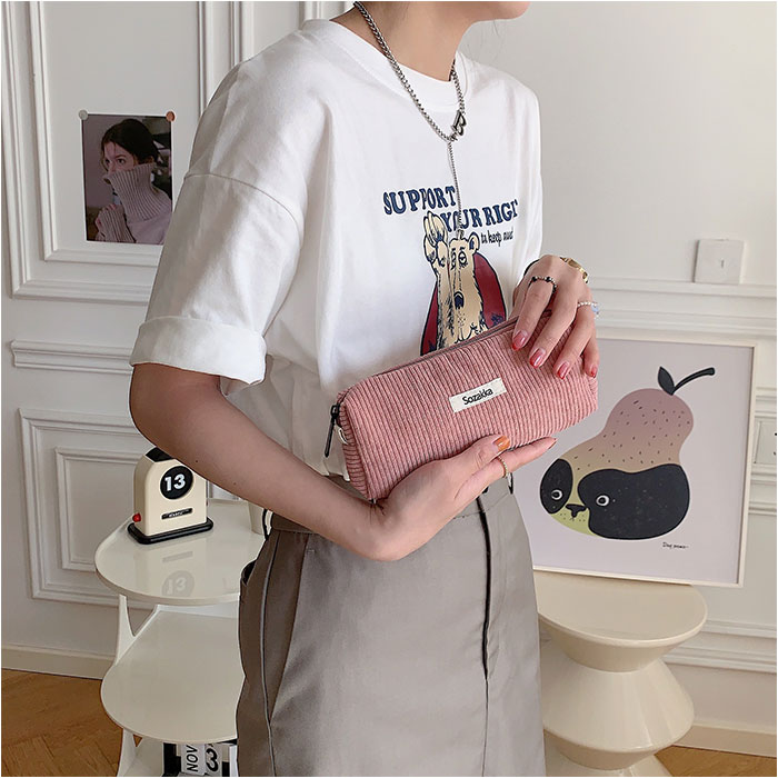 ペンケース コーデュロイ 通販 ペンポーチ 筆箱 筆入れ ペン ケース 小物入れ ポーチ 大容量 大きめ おしゃれ 可愛い シンプル 大学生 高校生 中学生 ペンケース |  | 03