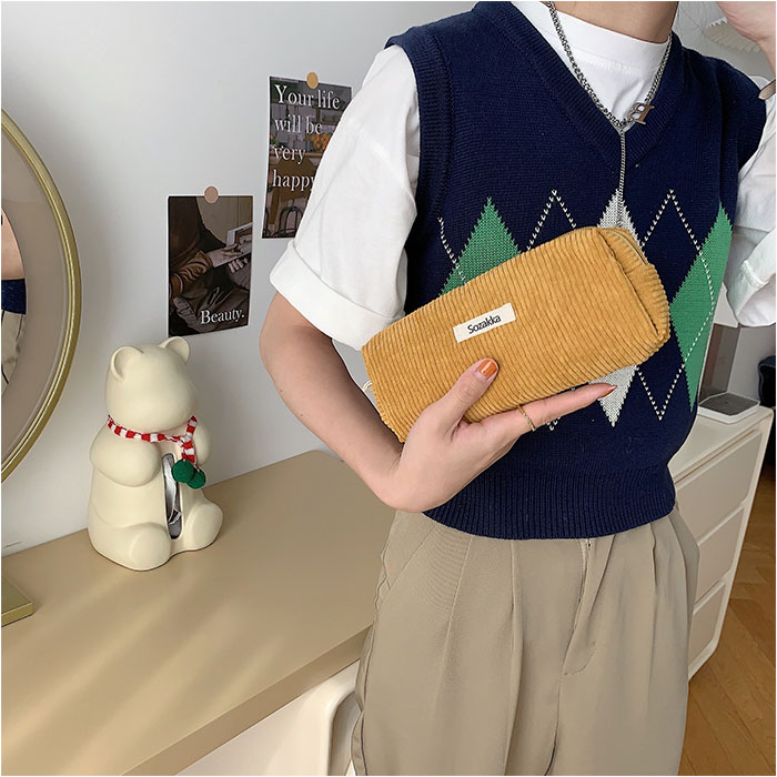 ペンケース コーデュロイ 通販 ペンポーチ 筆箱 筆入れ ペン ケース 小物入れ ポーチ 大容量 大きめ おしゃれ 可愛い シンプル 大学生 高校生 中学生 ペンケース |  | 05