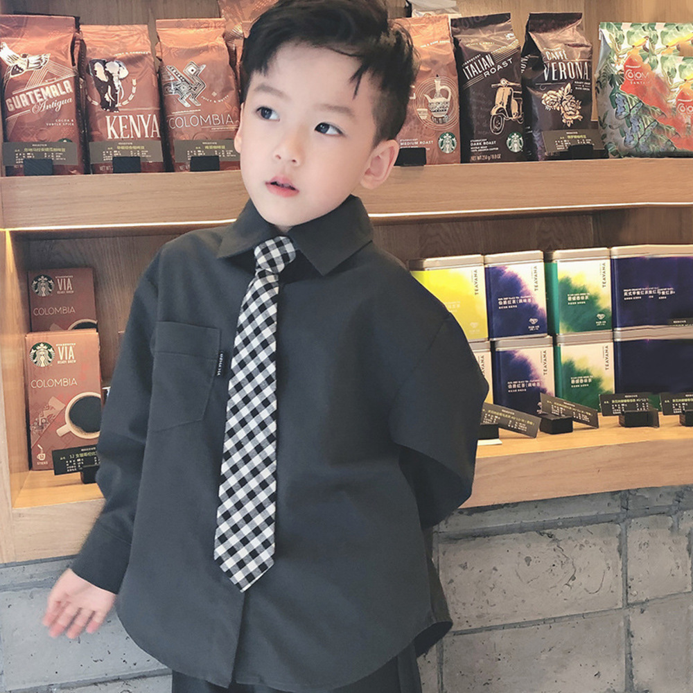 キッズ シャツ 男の子 通販 子供 ワイシャツ 子供服 キッズ服 フォーマル ネクタイ付き ネクタイ 長袖 こども 子ども カジュアル オシャレ おしゃれ キッズ | BACKYARD FAMILY | 01