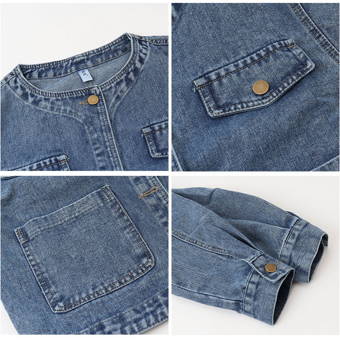 デニムジャケット レディース 通販 ノーカラージャケット デニム ジャケット ノーカラー ブルゾン Gジャン ジージャン デニムジャケット |  | 13