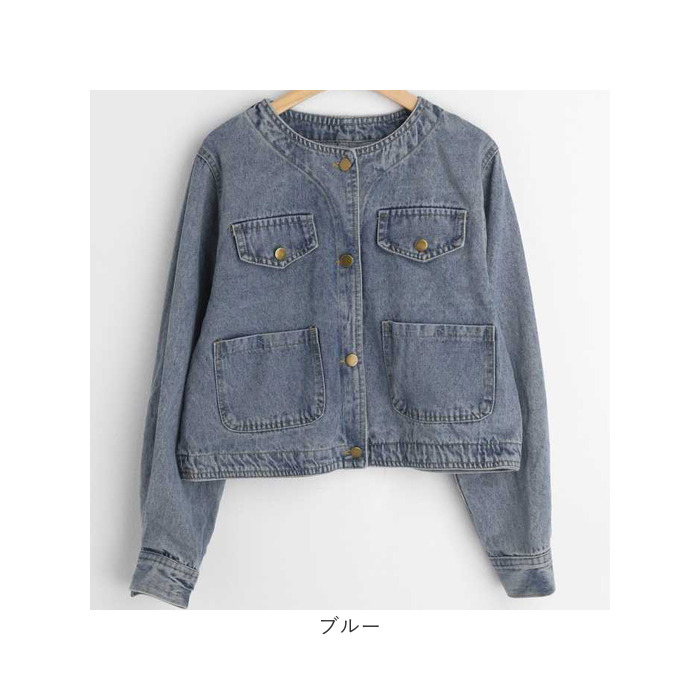 デニムジャケット レディース 通販 ノーカラージャケット デニム ジャケット ノーカラー ブルゾン Gジャン ジージャン デニムジャケット |  | 15