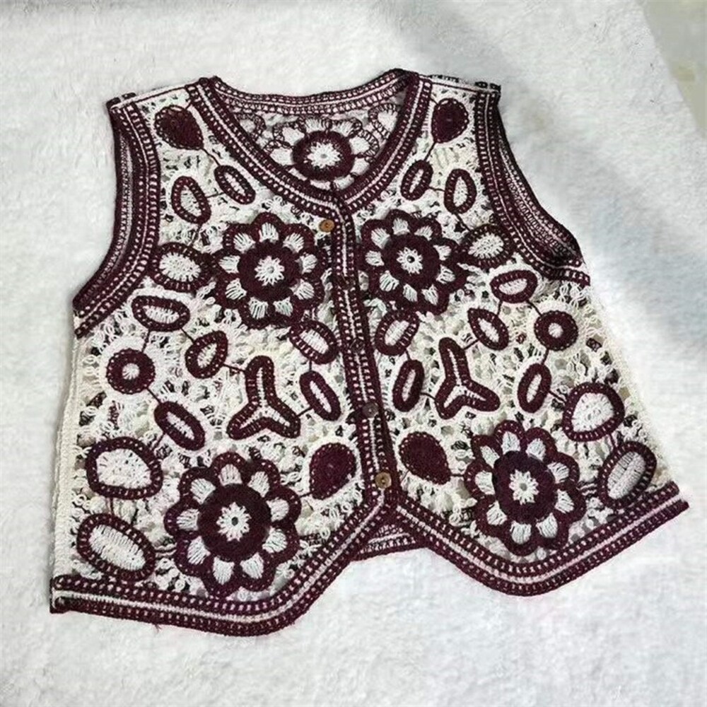 ベスト ボタン付き 前開き レディース ニットベスト 通販 ニット 花柄ニット 前あきベスト ノースリーブ 花柄 フラワー 重ね着 レイヤード 春 秋 冬 ベスト | BACKYARD FAMILY | 02