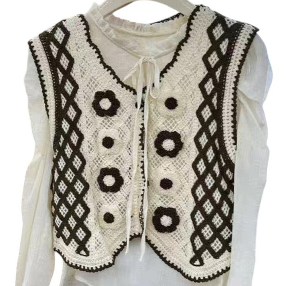 ベスト ボタン付き 前開き レディース ニットベスト 通販 ニット 花柄ニット 前あきベスト ノースリーブ 花柄 フラワー 重ね着 レイヤード 春 秋 冬 ベスト | BACKYARD FAMILY | 08